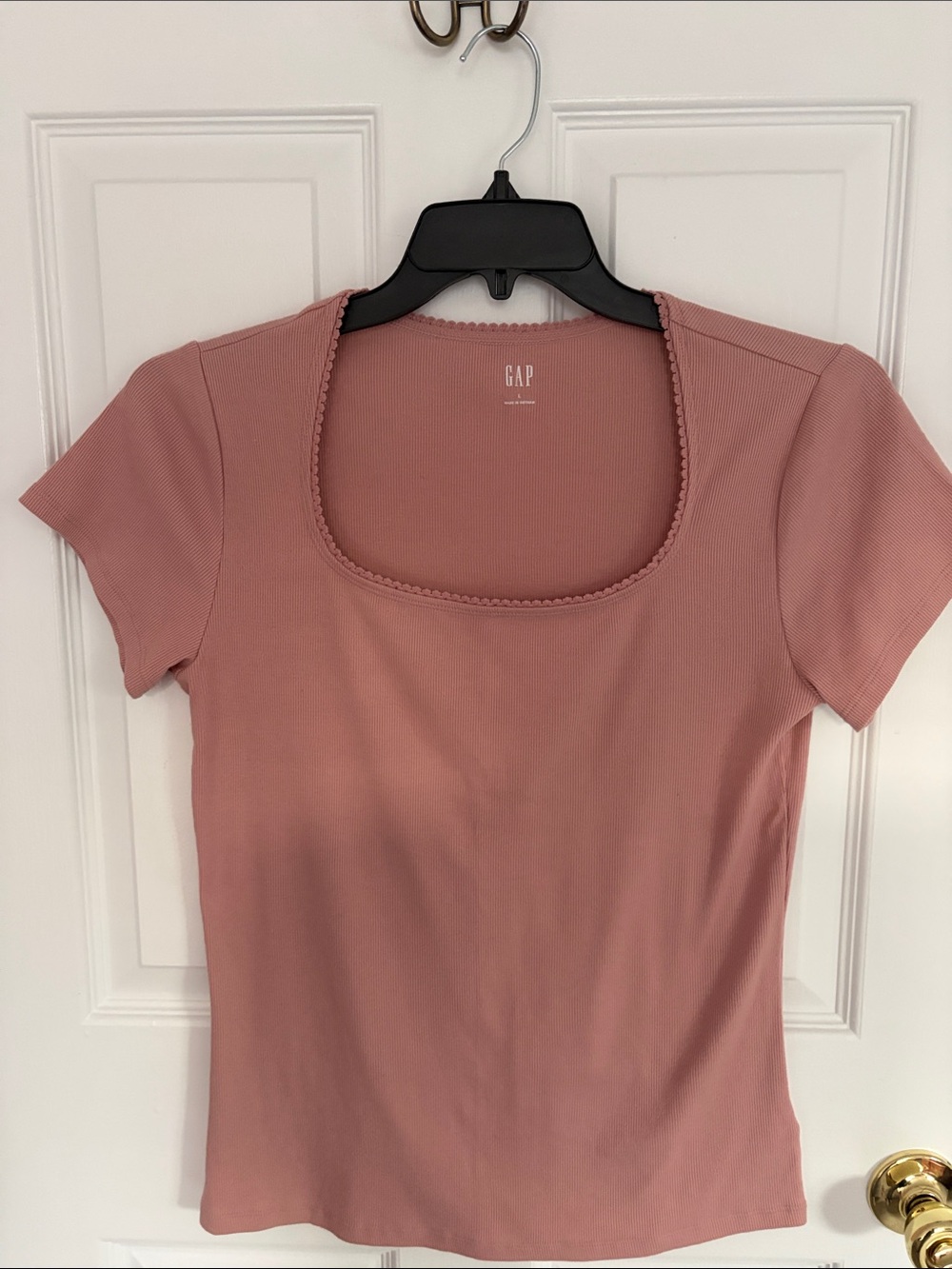 GAP Short Sleeve Square Neck Top - Rose